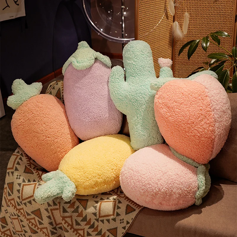 

Cartoon Fruit Pillow Comfortable Back Cushion Style Cactus Carrot Pillow Bed Sofa Office Pillow Home Decoration Xmas Gifts