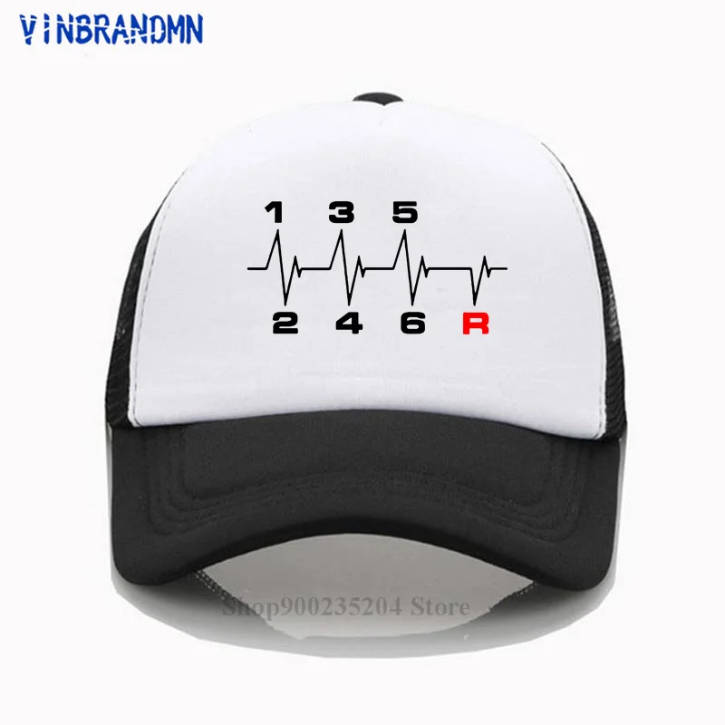 Summer Funny 6 Speeds Gear Shift Manual Transmission Heartbeat Baseball cap Racing Car Race driver Roadster Save the Manual hats