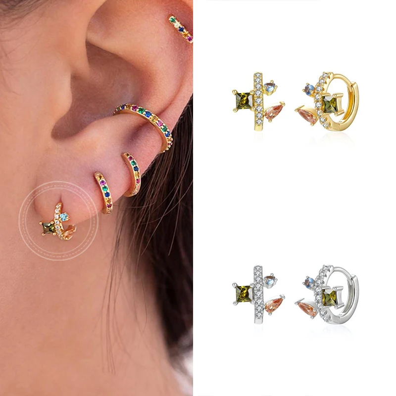 925 Sterling Silver Ear Buckle Europe America Style Crystal Stud Earrings Exquisite Popular Fashion For Women Birthday Gift