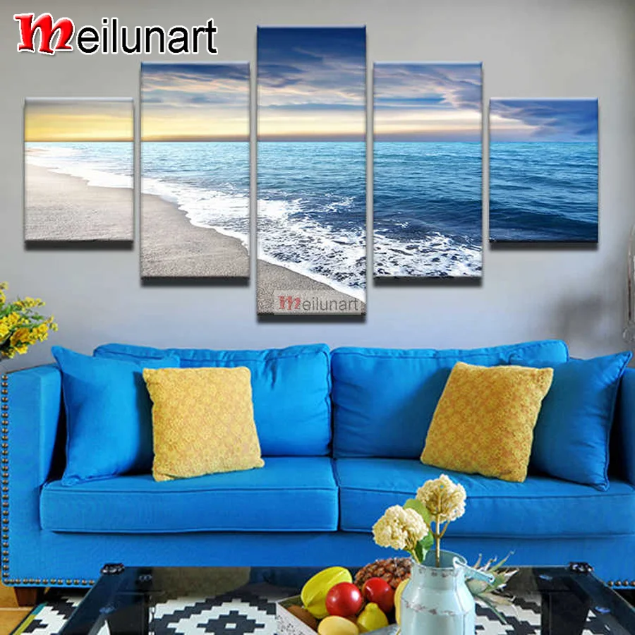 Calm sea landscape 5 piece diy diamond painting full square round drill diamond embroidery sale Handmade crafts AS1519