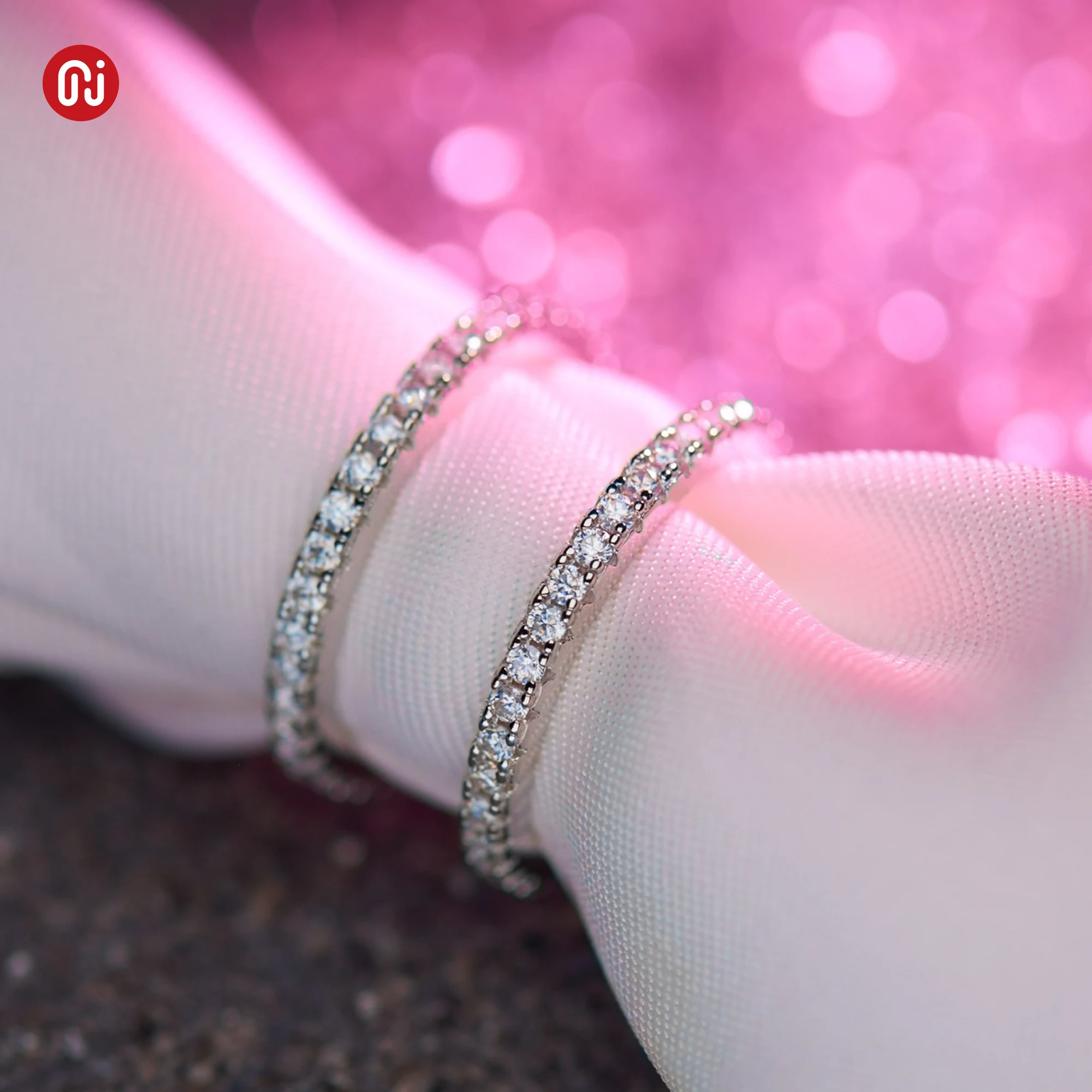 GIGAJEWE Moissanite 1.5mm Round Cut White D VVS1  925 Silver Full Enternity Ring Diamond Test Passed Fashion Woman Girl Gift view 4