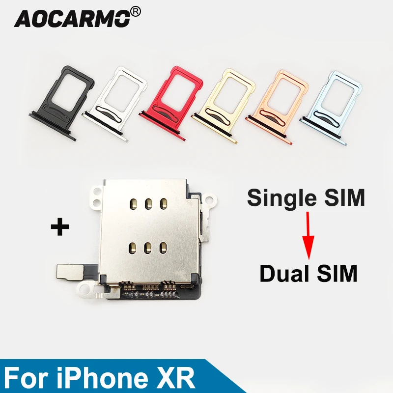 

Aocarmo 5Set/Lot For iPhone XR Dual SIM Card Reader Flex Cable +SIM Card tray Holder Slot Adapter Replacement Part