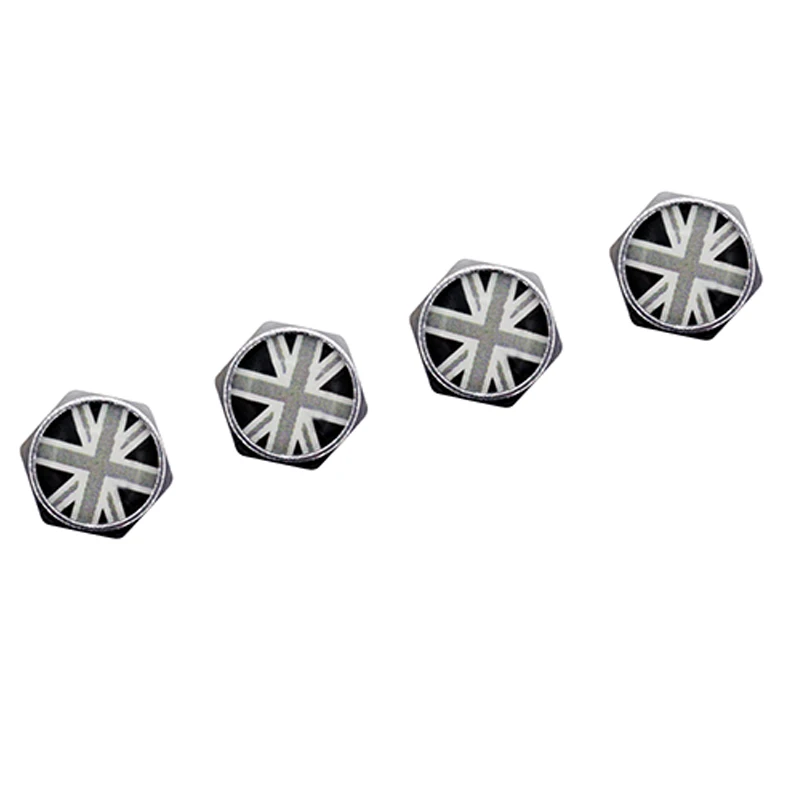 HAUSNN 4Pcs/Pack UK Flag Logo Emblem Tire Stem Caps Tyre Accessories Valve Caps Car Styling For Jaguar MINI Land Rover