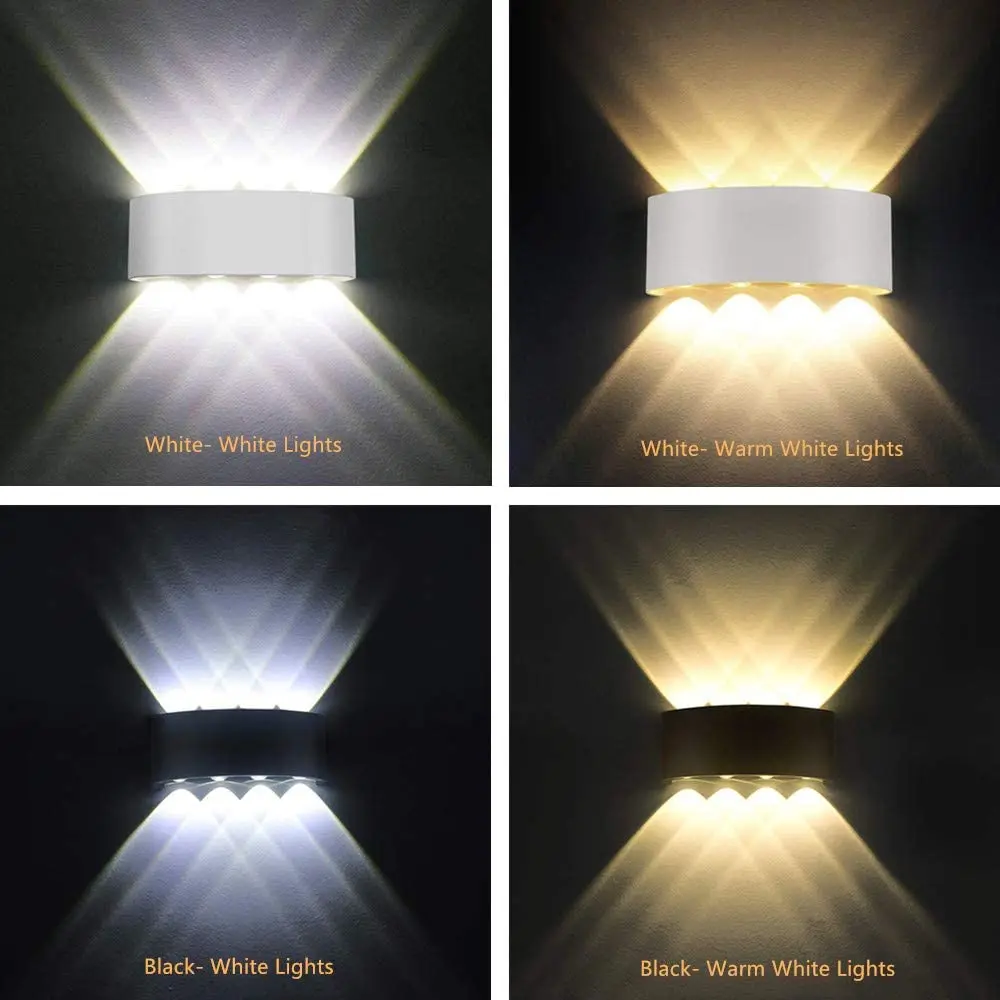 Waterproof LED Garden Lights 4/6/8/12W 85-265V Interior Wall Light Aluminum For Outdoor Porch/Stairs/Bedroom Decor