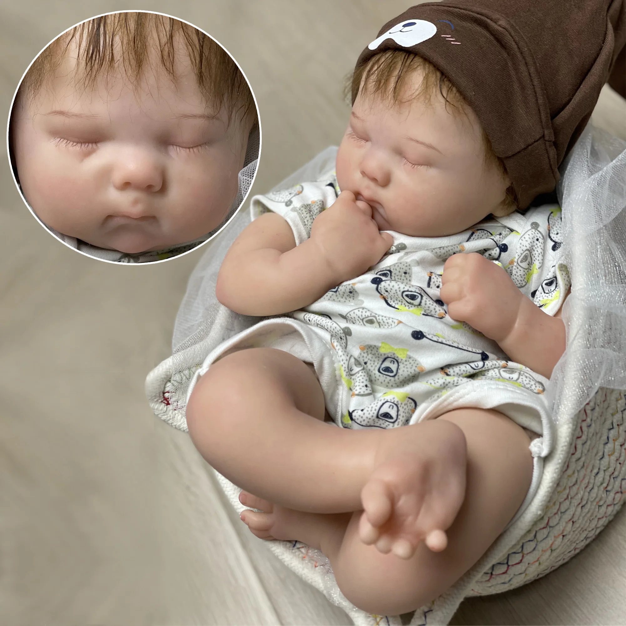 22 Inch Solid Silicone Bebe Reborn Doll Soft Touch Simulation Sleeping Babies Boneca De Toque Suave