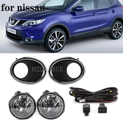 Fog Lights Fog Lamp Cover LED For Nissan QASHQAI J11 ROGUE 2015 2016 2017 Foglamp Wire Chrome Grill Bezel Car Accessories