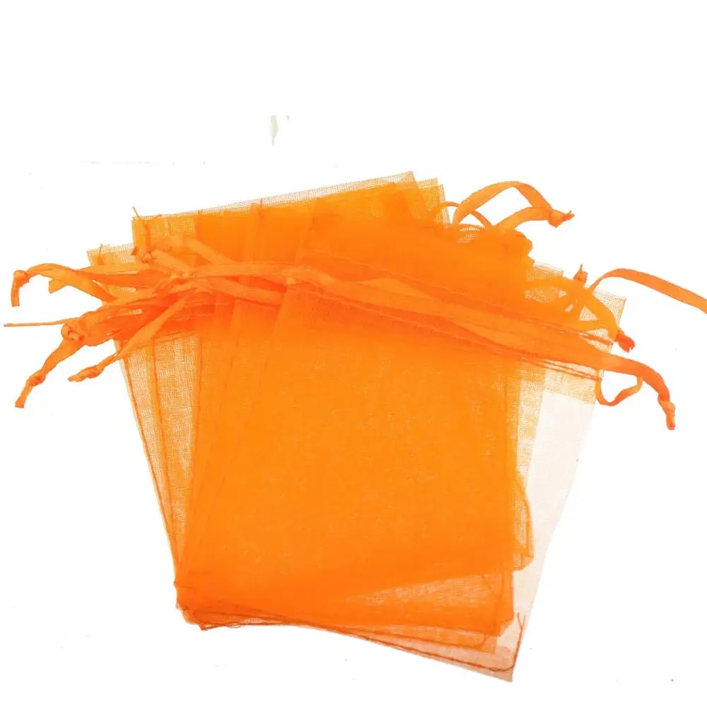 

jewelry case trinket bag organza pouch rectange show fresh orange lucency country wedding decoration present package 30pcs 7*9cm