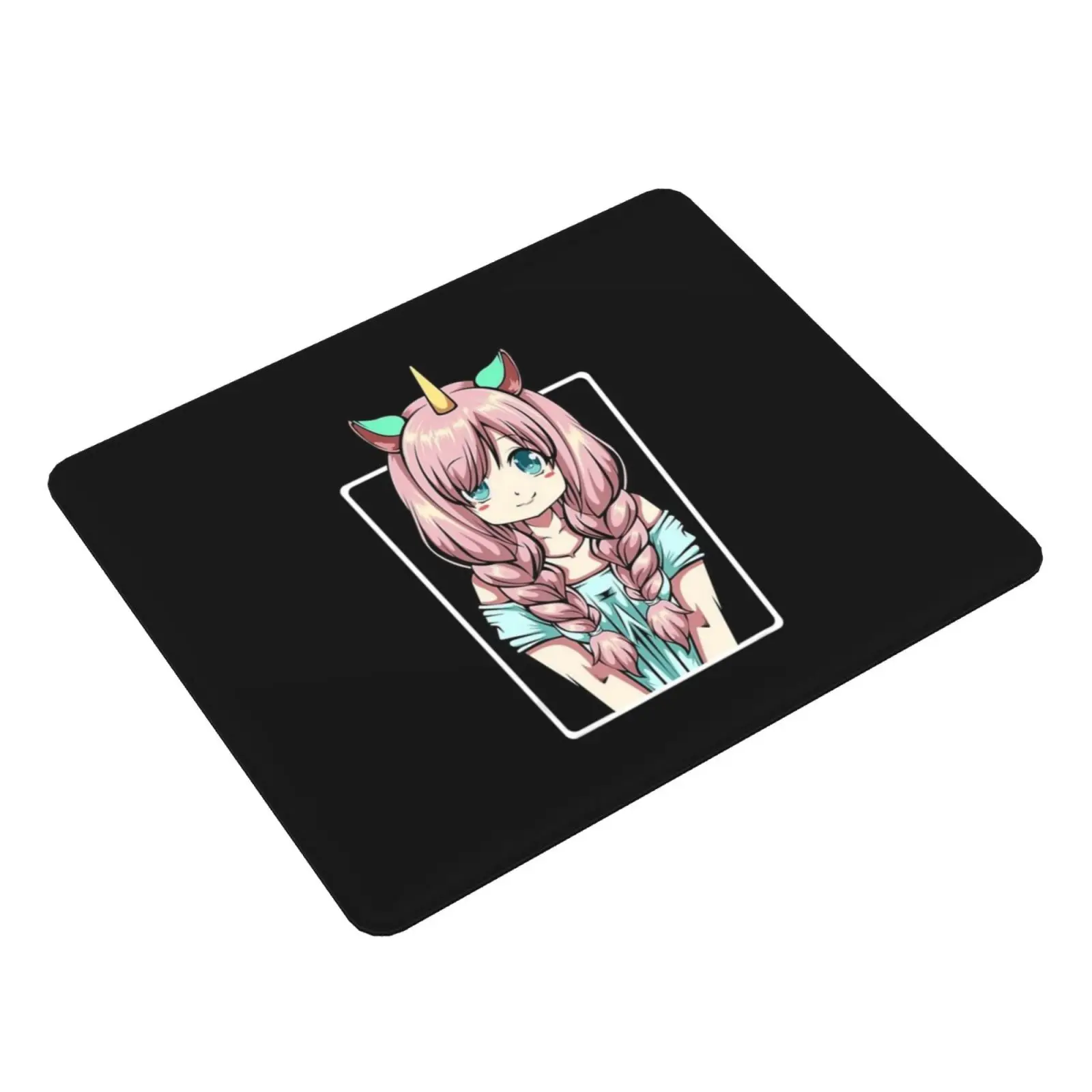 Japanese Anime Girl Unicorn , Pastel Goth Punk Kawaii Mouse Pad DIY Print Anime Manga Unicorn Anime Girl