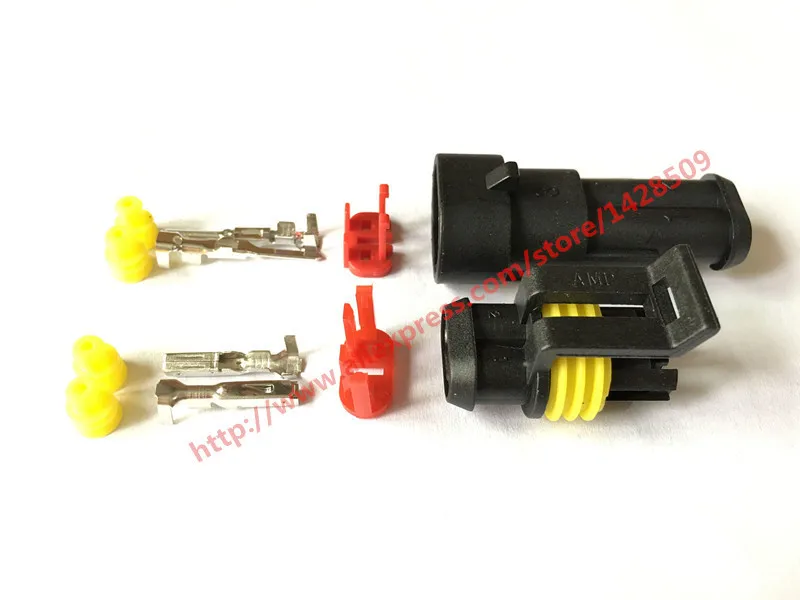 2 Pin Way Sealed Waterproof Electrical Wire Auto Connector Plug  AMP connector 282104-1 282080-2