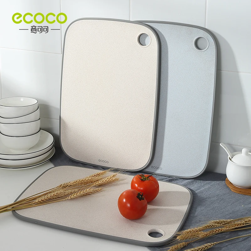 ECOCO Kitchen Accessories Chopping Blocks Tool Wheat Straw Chopping Boards Rectangle Hangable Cutting Board Durable