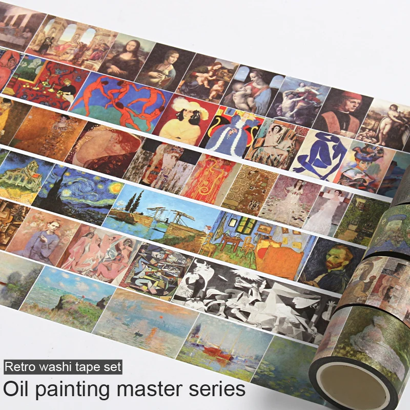 Vintage Van Gogh Washi Tape Set Masking Scrapbooking Decorative Stickers Journal Stationary Pastel Adhesive Stationery