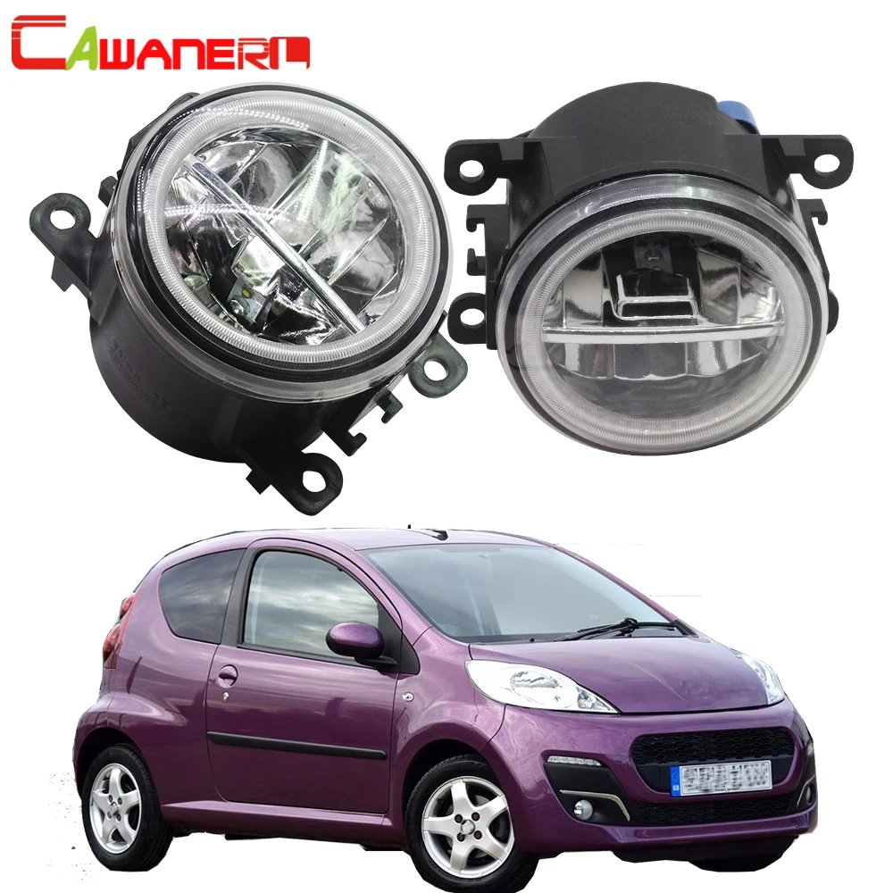 

Cawanerl For Peugeot 107 Hatchback 2005 Up Car 4000LM H11 LED Fog Light + Angel Eye Daytime Running Light DRL 12V High Bright