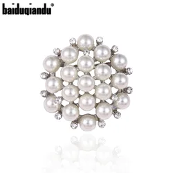 baiduqiandu New Arrival Elegant Simulated Pearls Flower 35mm x 35mm Small Brooch Lapel Pins