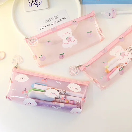 Estuche de lápices Kawaii pequeño y sencillo para chica, caja de lápices escolar multifunción y de gran capacidad, 1 Uds.