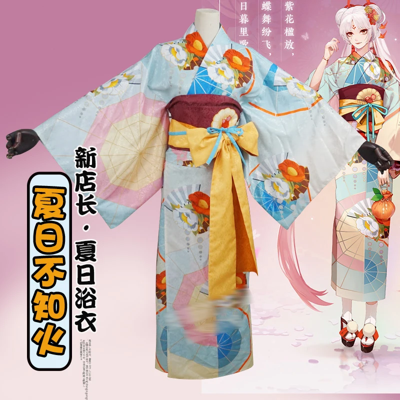 

The Game Onmyoji Cos Shiranui Cosplay Costume Summer Yukata Kimono New Store Manager Colorful clothing Female Customize A