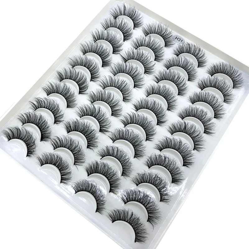 Lot de Faux cils 3d en vison naturel, épais, longs, fins, courts, 15-23mm, 20 paires