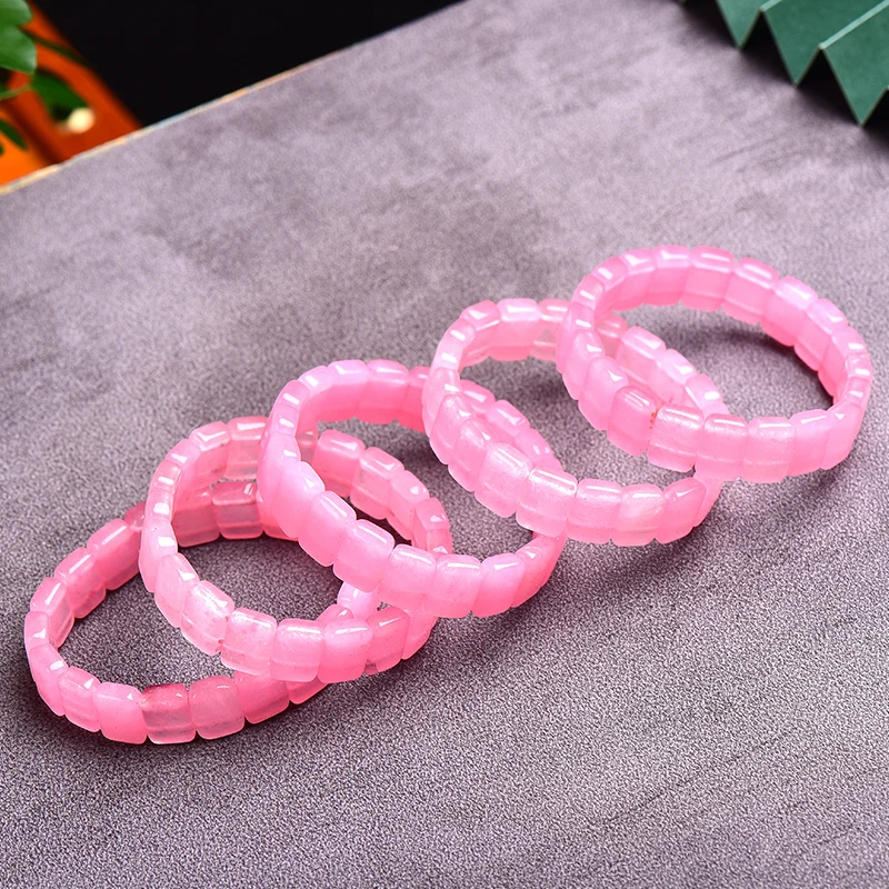 1PC Stylish Rose Quartz Natural Raw Jewelry Bracelet Mineral Healing Energy Stone Woman grils meditation holiday party DIY gifts