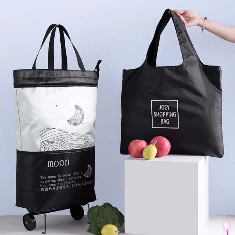 Wheel shopping bag shopping cart supermarket shopping folding handbag Oxford cloth waterproof bag