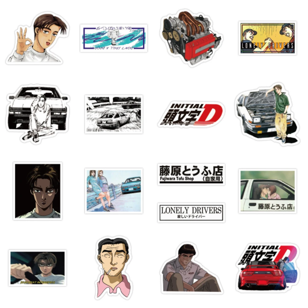 10/30/50pcs Initial D Movie Stickers DIY Laptop Fridge Guitar Luggage Skateboard Phone Car Waterproof Graffiti Sticker Kids Toys