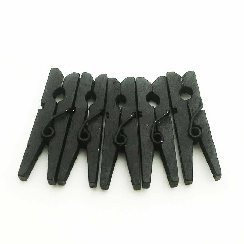 50PCS Matt Black DIY Christmas Photo Wall Mini Wood Clip 30mm Wooden Environmental Small Clothespin Children\'s Clothespins SC158