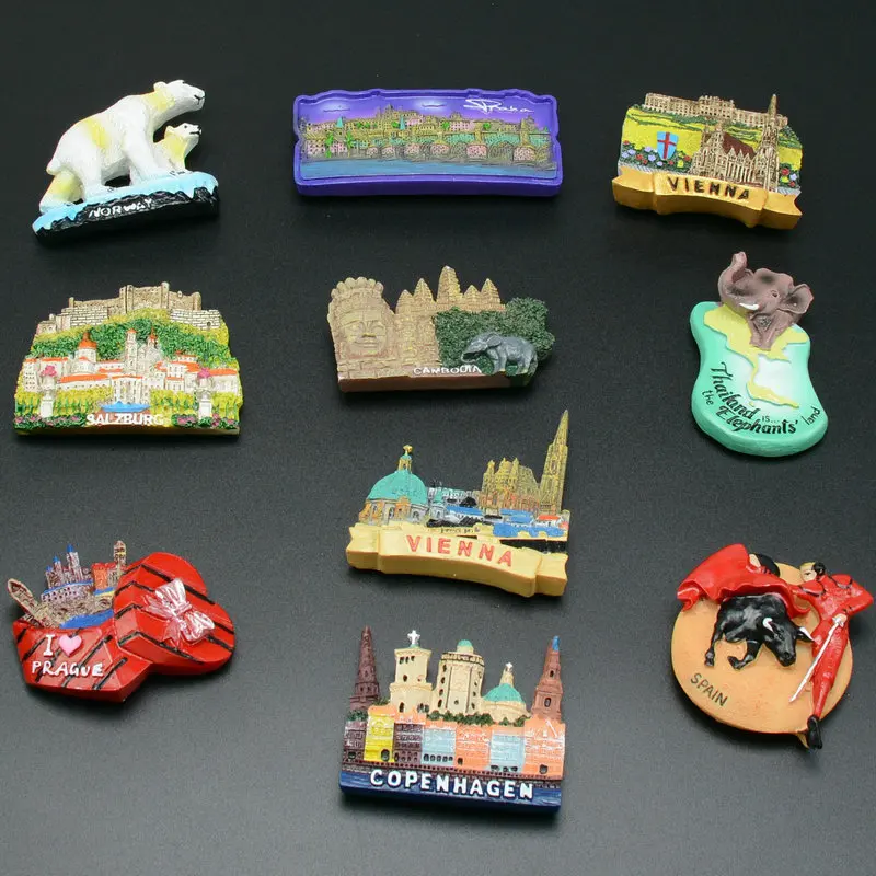 Fridge Magnet Decoration City Souvenir Refrigerator Magnets Sticker Vienna Prague Cambodia Norway Thailand Spain Countries Decor