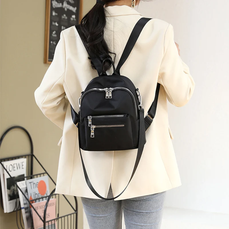 Small Backpack Women 2023 New Waterproof Nylon Shoulder Bags Vintage European Casual Travel Bag Mochilas Para Mujer