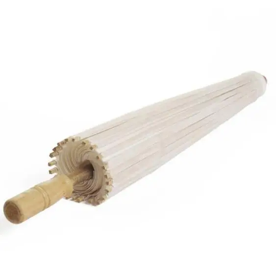 Wedding Bride Parasols White Paper Wooden Handle Chinese Craft Umbrella 40cm 60cm Wedding Supply