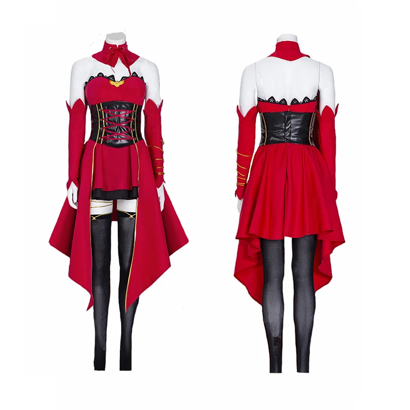 New Anime takt op.Destiny Cosplay Costume Destiny Red Dress Outfit Leggings Headwear Halloween Costumes for Women