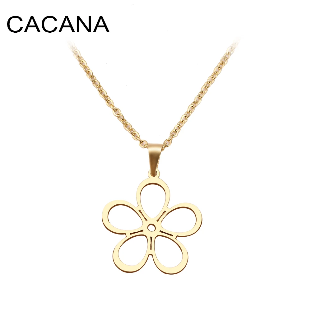 CACANA Stainless Steel Necklace For Women Man Exquisite Design Pattern Choker Color Pendant Necklace Engagement Jewelry