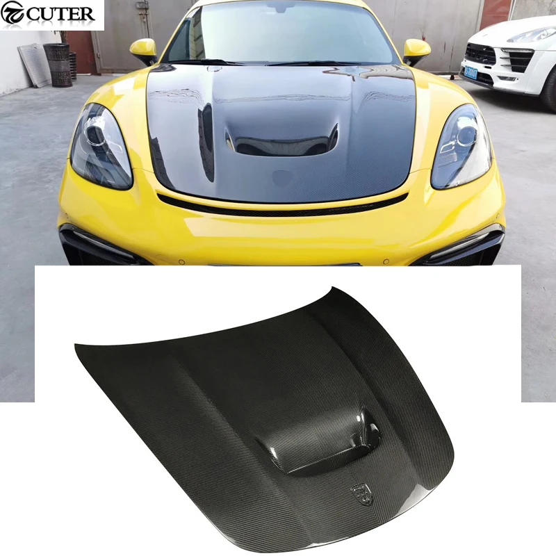 

718 Carbon Fiber Frp Front Engine Hoods Bonnet Cover for Porsche Boxster Cayman 718 Gt4 Style Car Styling