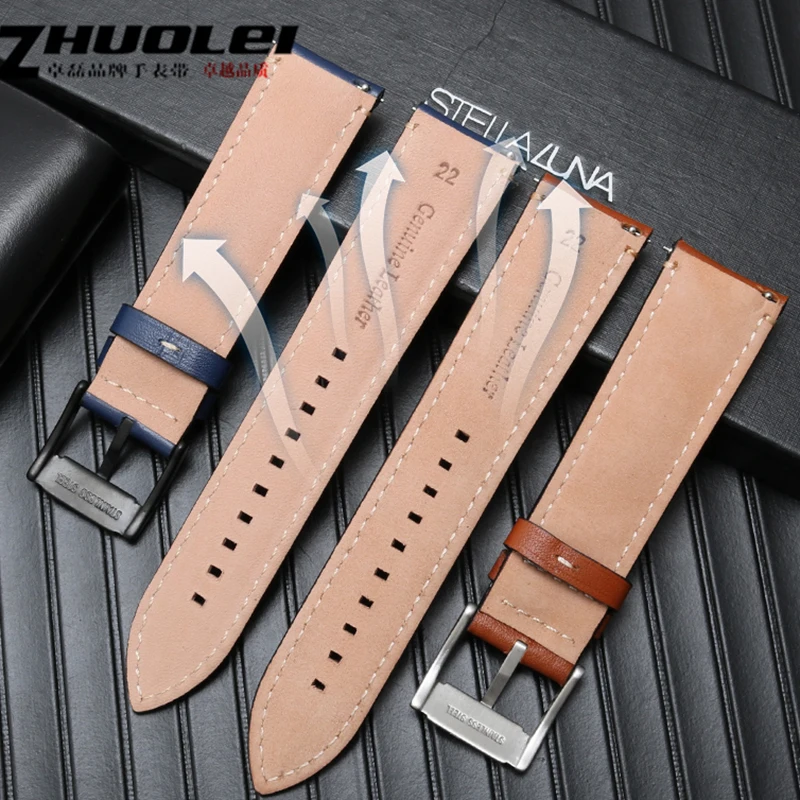 quick release genuineLeather watch strap for fossil FTW1114 4016ME3110 FS5436 24 20 22mm watchband for huawei pro 2  gear S2 S3