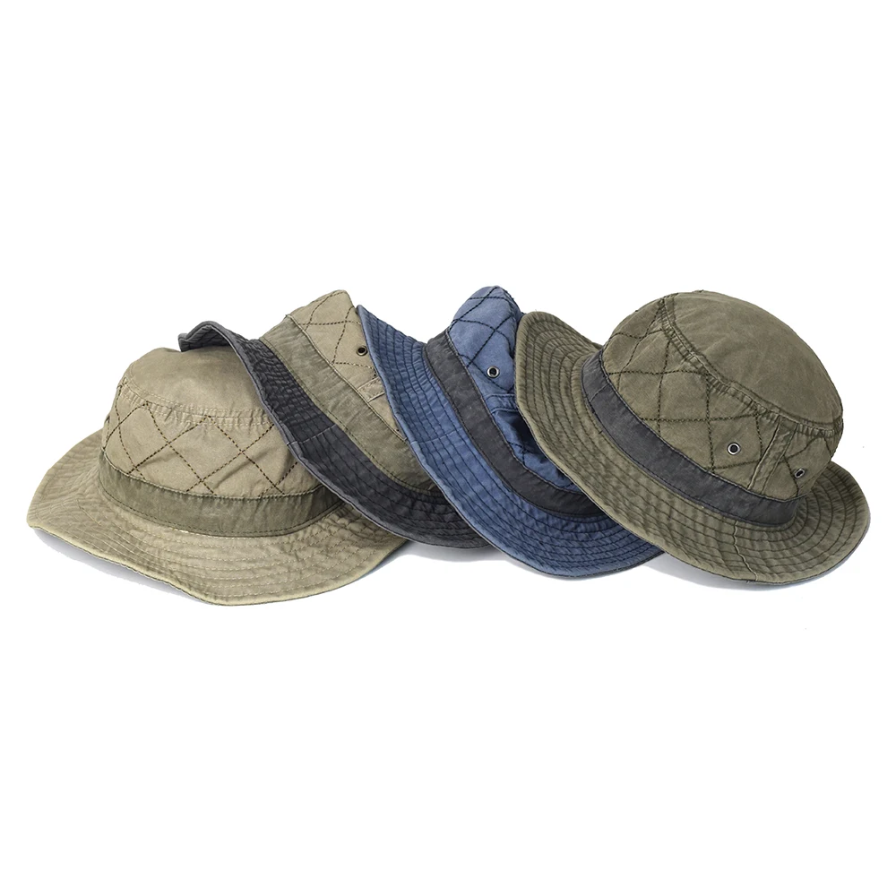 Washed Cotton Bucket Hats for Men Women Panama Hat Fishing Hunting Cap Sun Protection Caps Outdoor Sun Hat