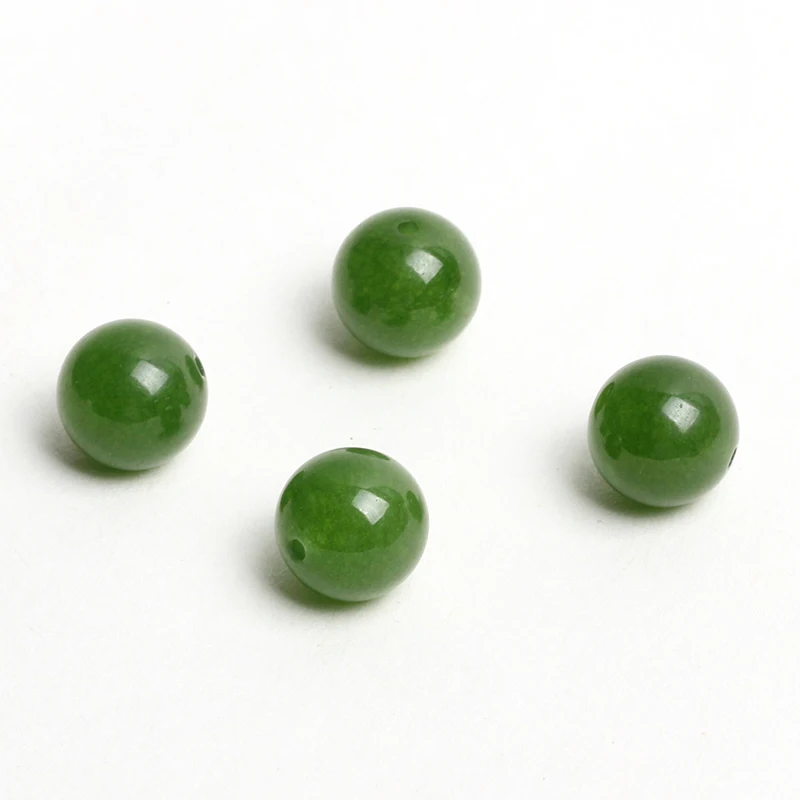 4A Natural Jade Green Chalcedony Quartz Crystal Single Bead DIY Jewelry Making