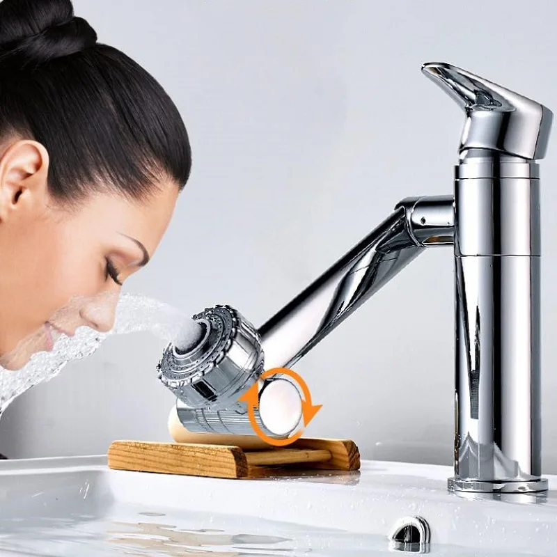 Fortune Cat 360 Rotate Brass Basin Sink Mixer Tap with Pull out Sprayer Nozzle Tap Black/Silver/Gold Bathroom Faucet