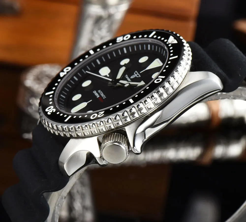 20ATM 41 مللي متر Tandorio الأسود الهاتفي سوبر مضيئة NH35A التلقائي الغوص ساعة رجالي