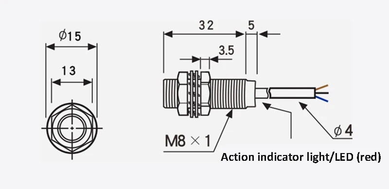 M8  magnetic induction proximity switch  Hall module sensor  counting sensor detection distance 10mm