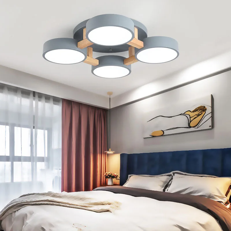 Simple Style Led Ceiling Lamp Bedroom Ceiling Chandelier Modern Living Room Lamp Dining Room Pendant Lamp Solid Wood Indoor Lamp