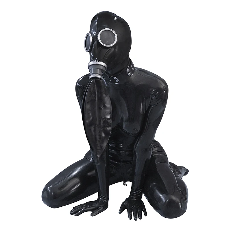 Ftshist All-Inclusive Fetish Gas Breathing Mask And Bag Set For Latex Clothing Accessory Cosplay Choking Headgear