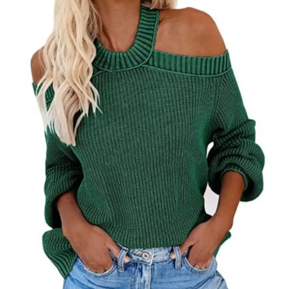 Women Sexy Knitted Jumpers Pullovers Knitwear Open Shoulder Backless Cross Hanging Neck O Neck Sweater for Daily Wear  Pullovers