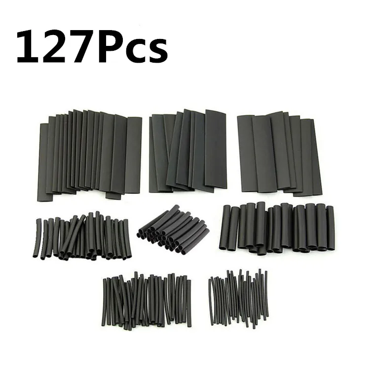 127Pcs Boxed 2:1 Heat Shrink Tube Polyolefin Heat Cable Wire Shrink Tube Shrinkable Sleeve Insulation Wire Shrink Cable DIY