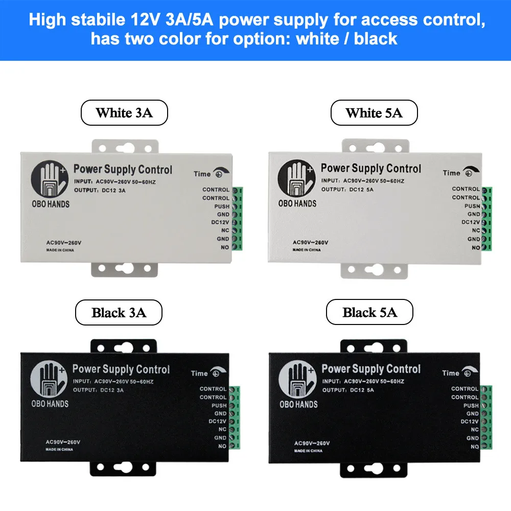 Interruptor de fuente de alimentación de Control de acceso OBO HANDS 12VDC, 3A/5A, retardo de tiempo, entrada de AC90V-260V ajustable, salida NO/NC