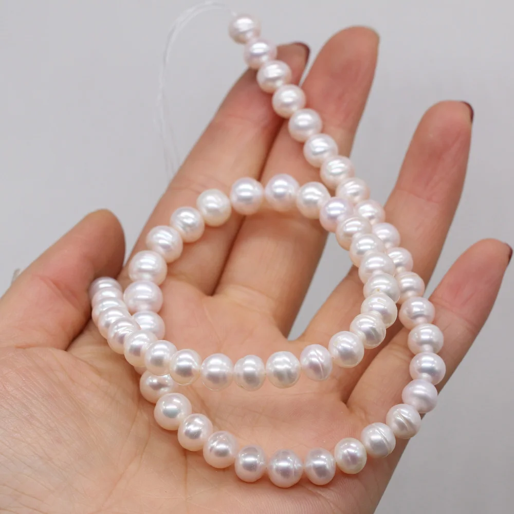 Natural Freshwater Pearl Beaded High Quality Round shape Punch Loose Beads for Make Jewelry DIY Bracelet Necklace Accessories