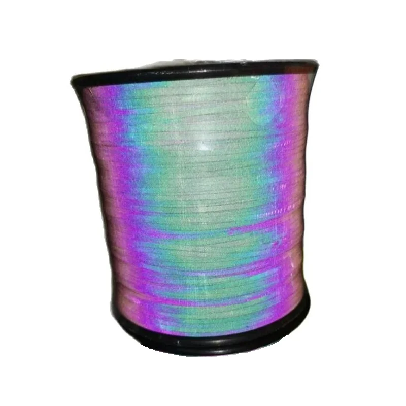 0.5mm Colorful Rainbow Reflective Thread Flat Silk Thread DIY Clothes Bag Garment Webbing Reflection Material