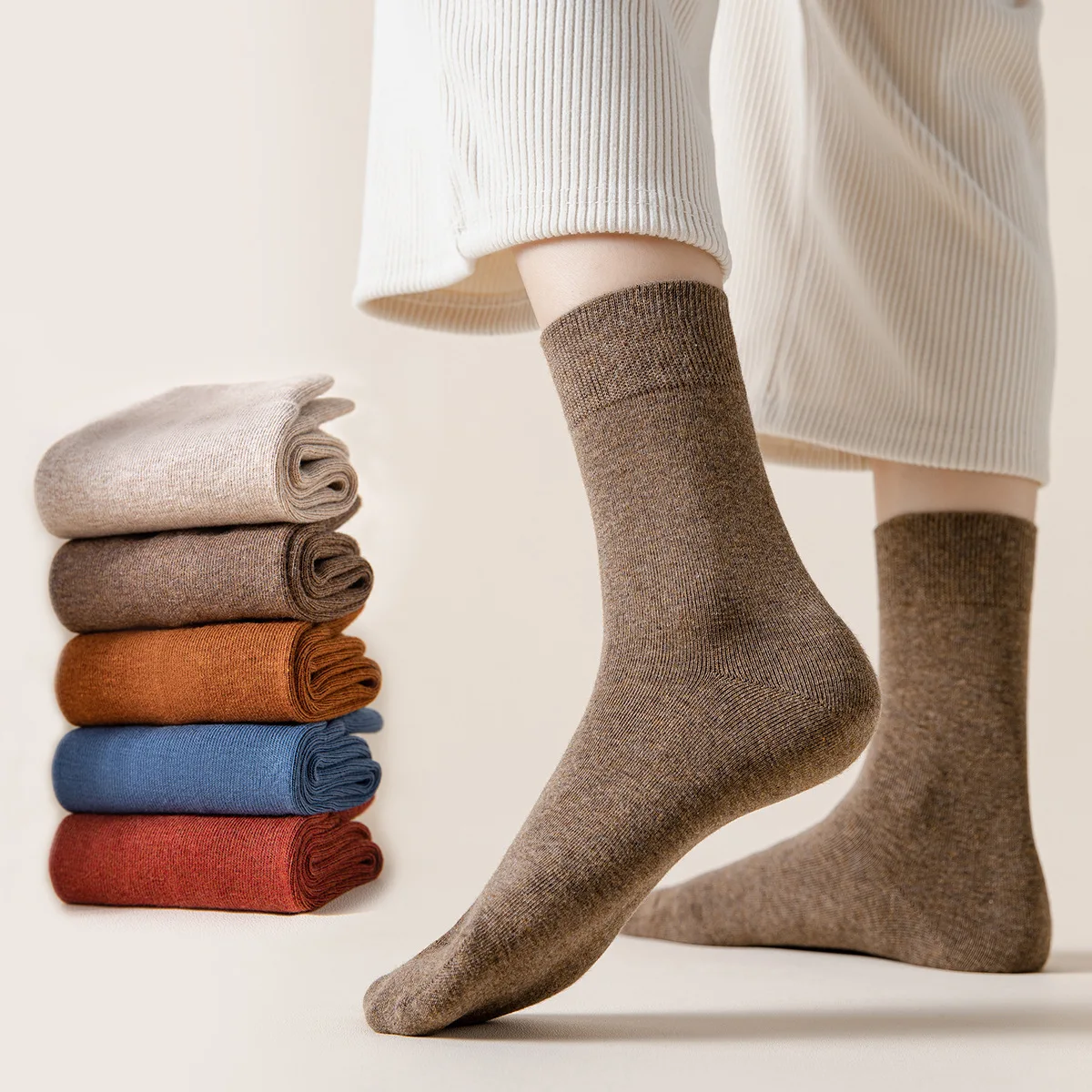 

2 Pairs Women Cotton Long Socks Fashion Casual Stockings Female High Quality 98% Cotton Autumn Winter Medium Tube Sock For Girls