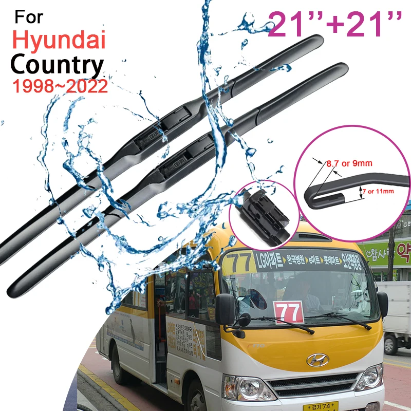 

Car Front Windshield Wiper Blades for Hyundai Country 1998 1999 2000~2022 Frameless Durable Rubber Snow Scraping Accessories