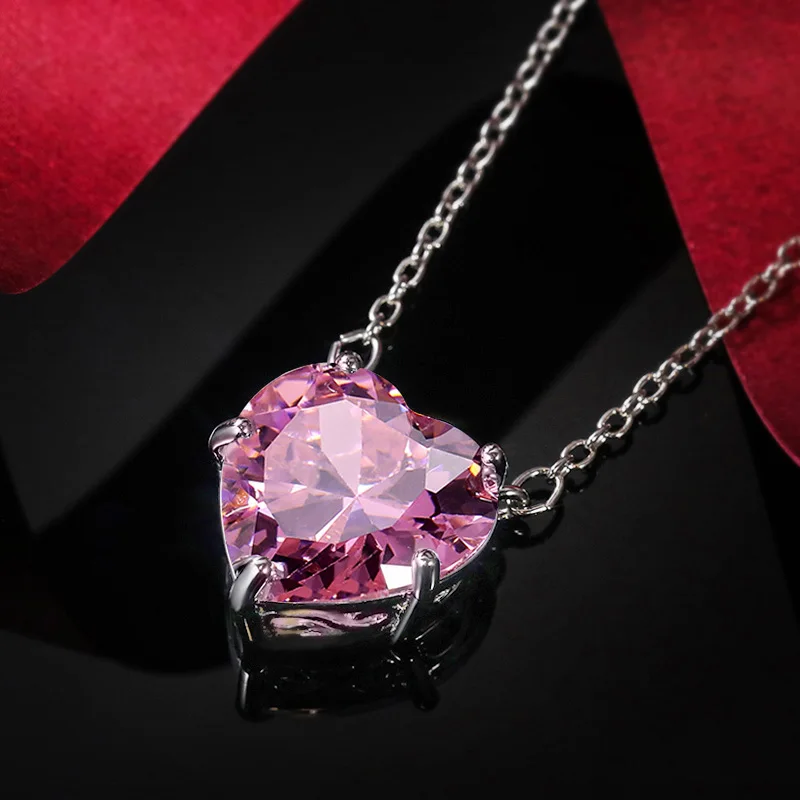 

CAOSHI Simple Design Lovely Heart Cubic Zirconia Pendant Necklace for Women Exquisite Wedding Anniversary Gifts Elegant Jewelry