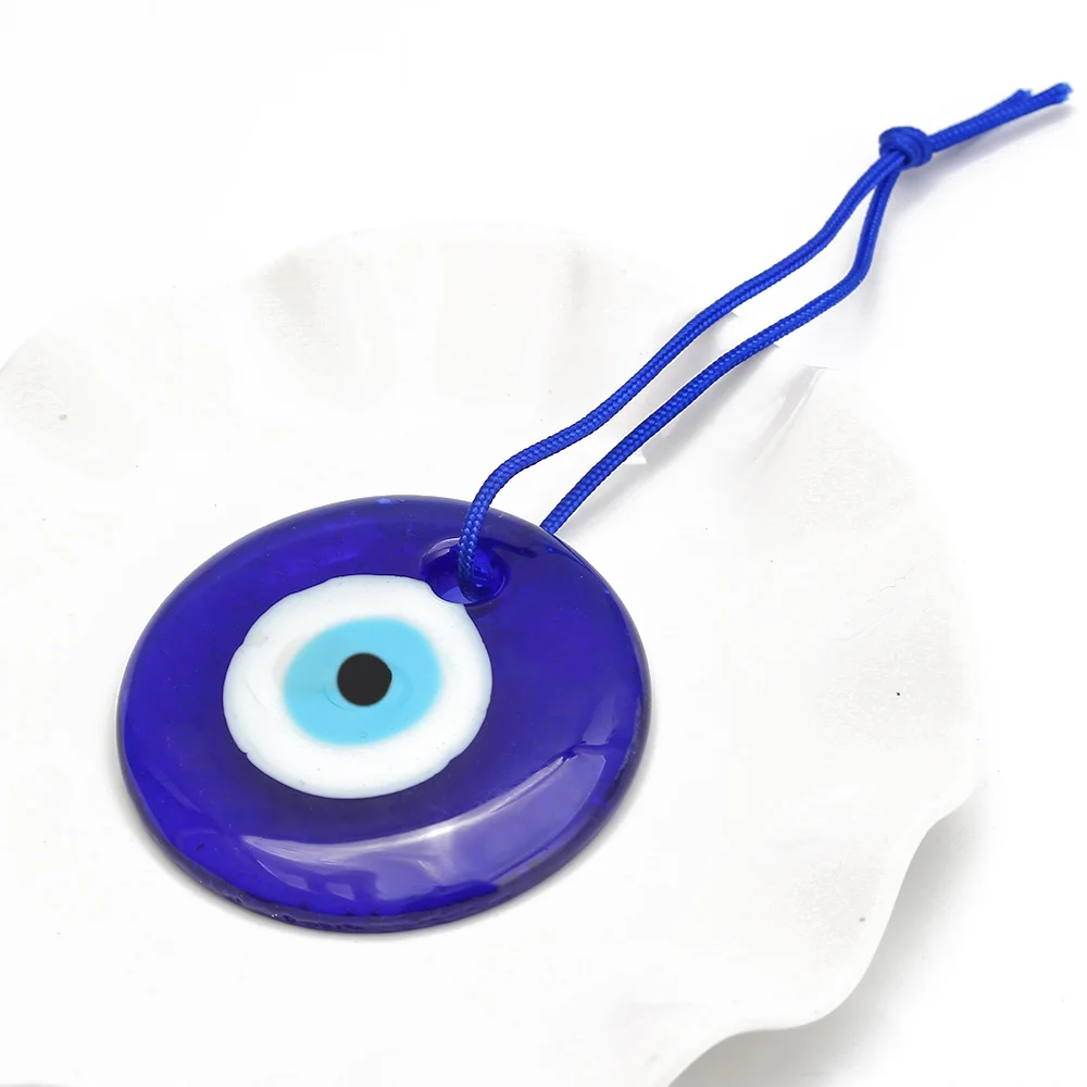 EVIL EYE Dropping Oil Glass Round Blue Turkish Evil Eye Pendant Wall Hanging Handmade Deoration for Home Living Room Car BE197