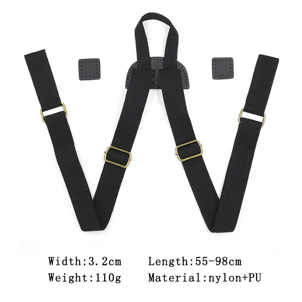 Adjustable Backpack Strap Black Durable Canvas Replacement Shoulder Strap Rucksack School Book Bag Leather Belt Accessories