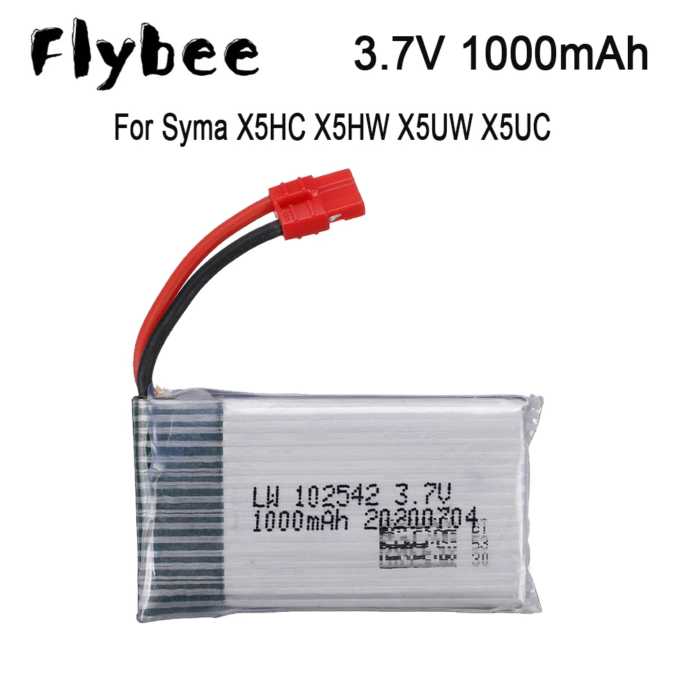 Upgraded 3.7V 1000mAh 102542 Lipo Battery for Syma X5HC X5HW X5UW X5UC RC Quadcopter Drone Spare Part 3.7 V 1000 mAh Batteries