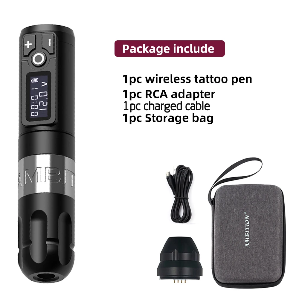 Ambitie Soldaat Draadloze Tattoo Machine Roterende Batterij Pen 2400mAh LED Digitaal Display Voor Body Art Met Draagbare Power Pack